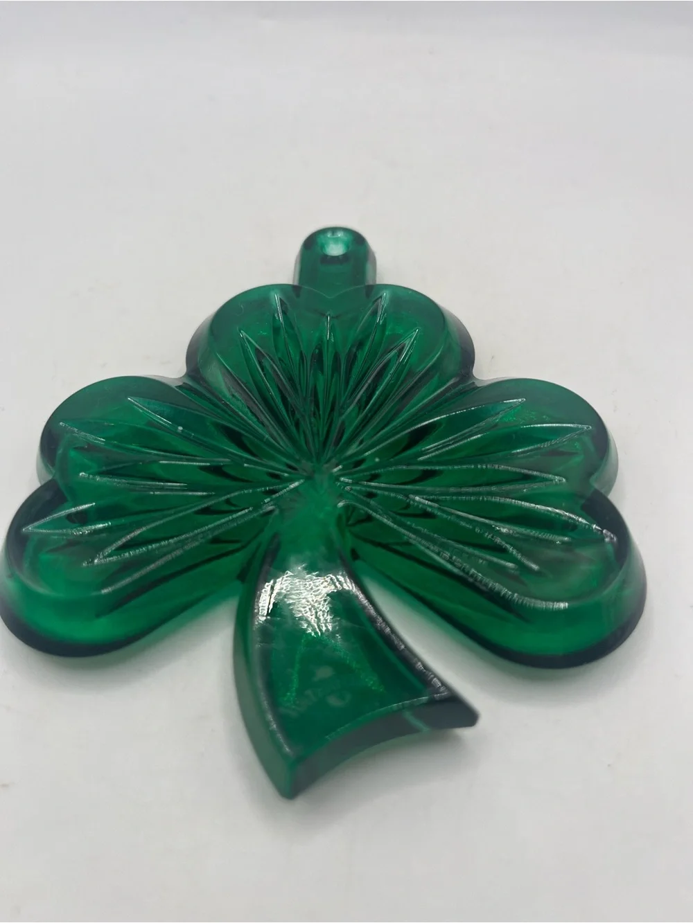 Waterford Crystal Green Shamrock Ornament Signed Tom Brennan